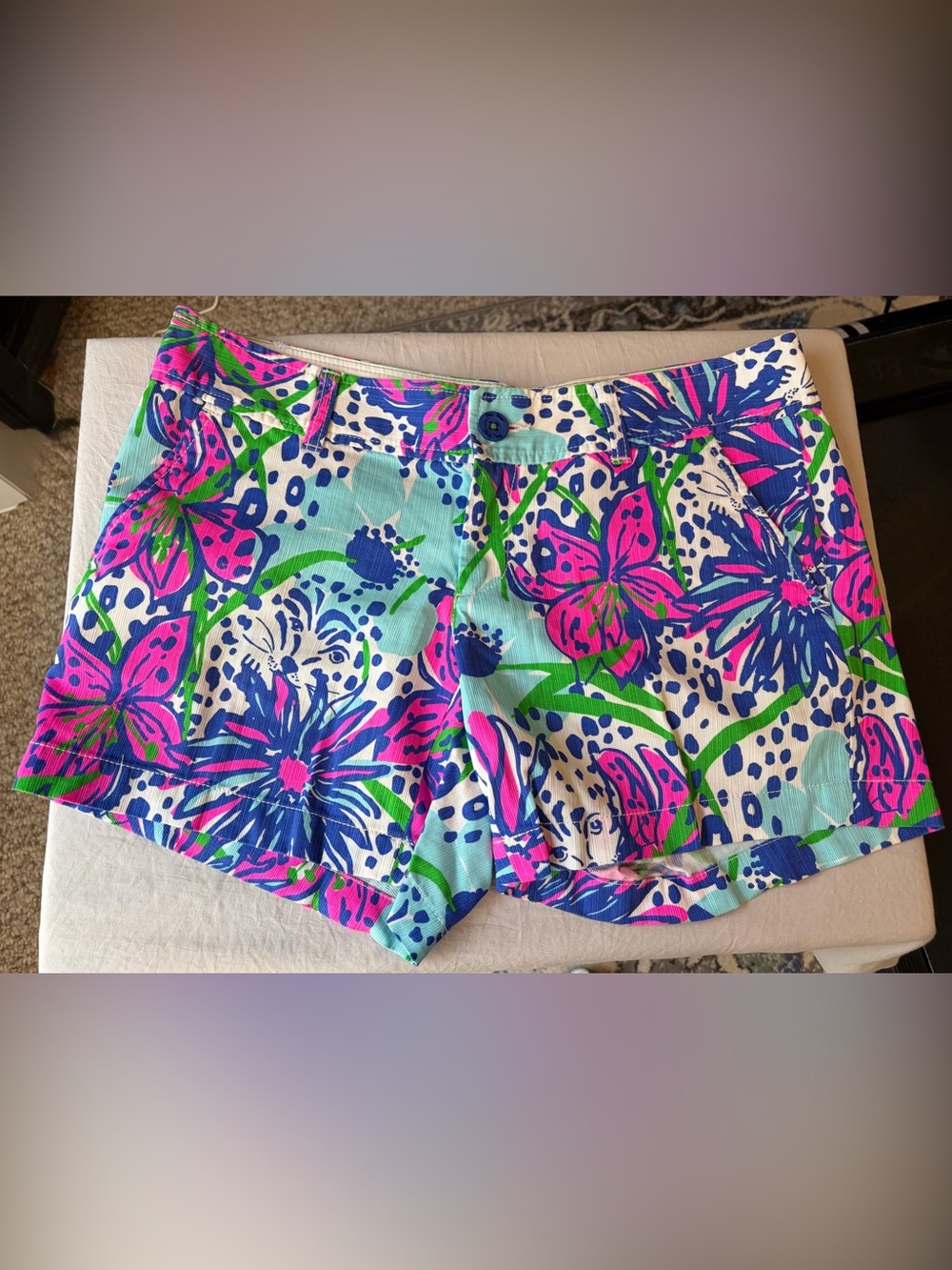 Lilly Pulitzer In The Garden Callahan shorts women’s size‎ 4 vibrant 5” inseam